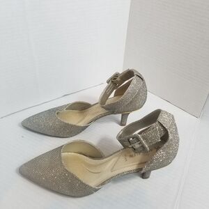 AK ANNE KLEIN FLEX WOMEN'S SPARKLE POINT-TOE ANKLE STRAP HEELS SIZE 7